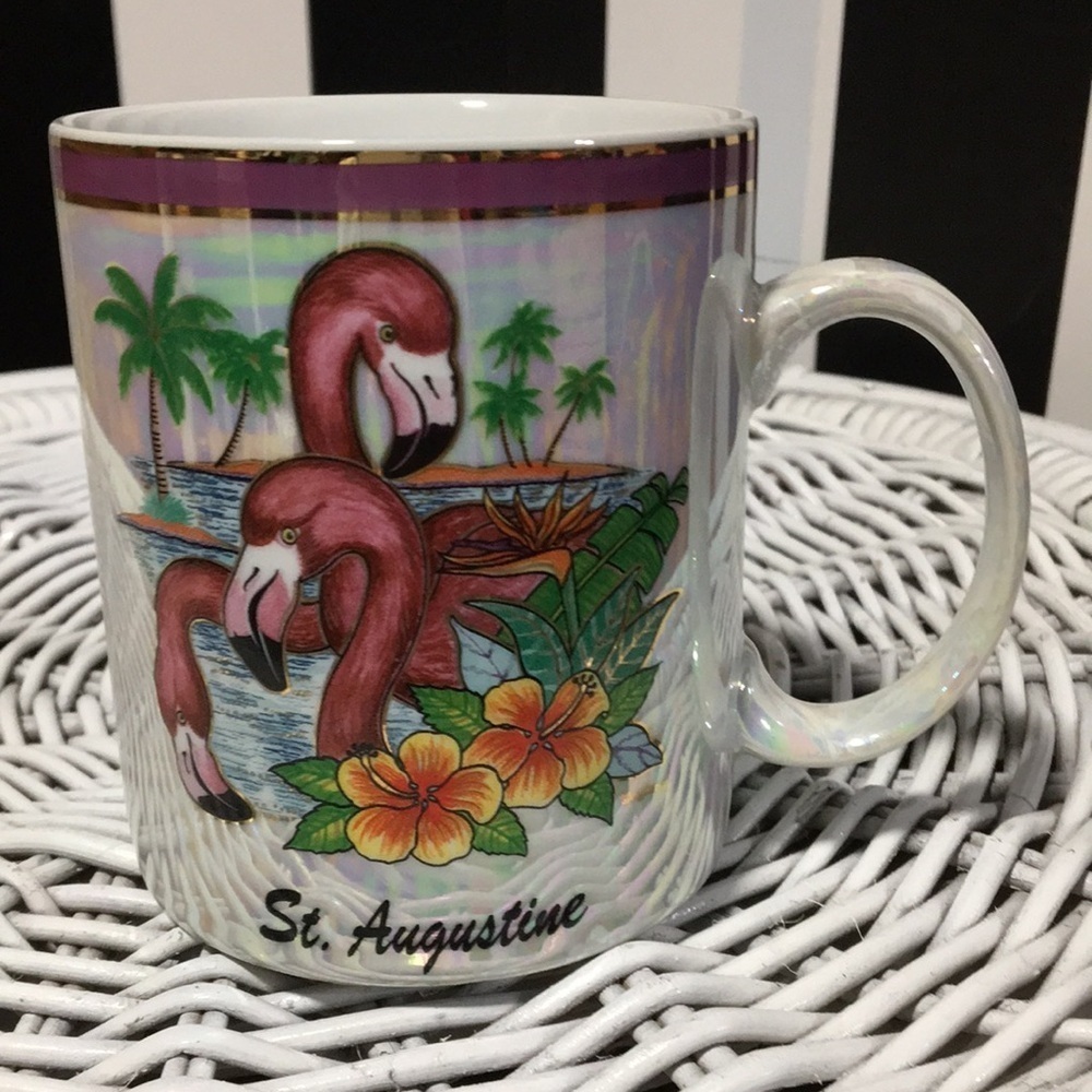 St. Augustine ,Florida Vintage Tourist Souvenir Ceramic Mug Pink Flamingo - Picture 10 of 17